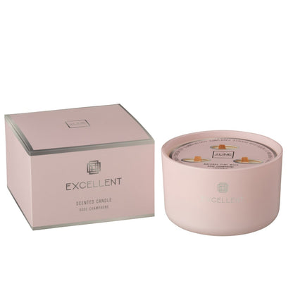 J - Line Geurkaars Excellent – Roze – Glas – Large – 40 uur - PastelShop