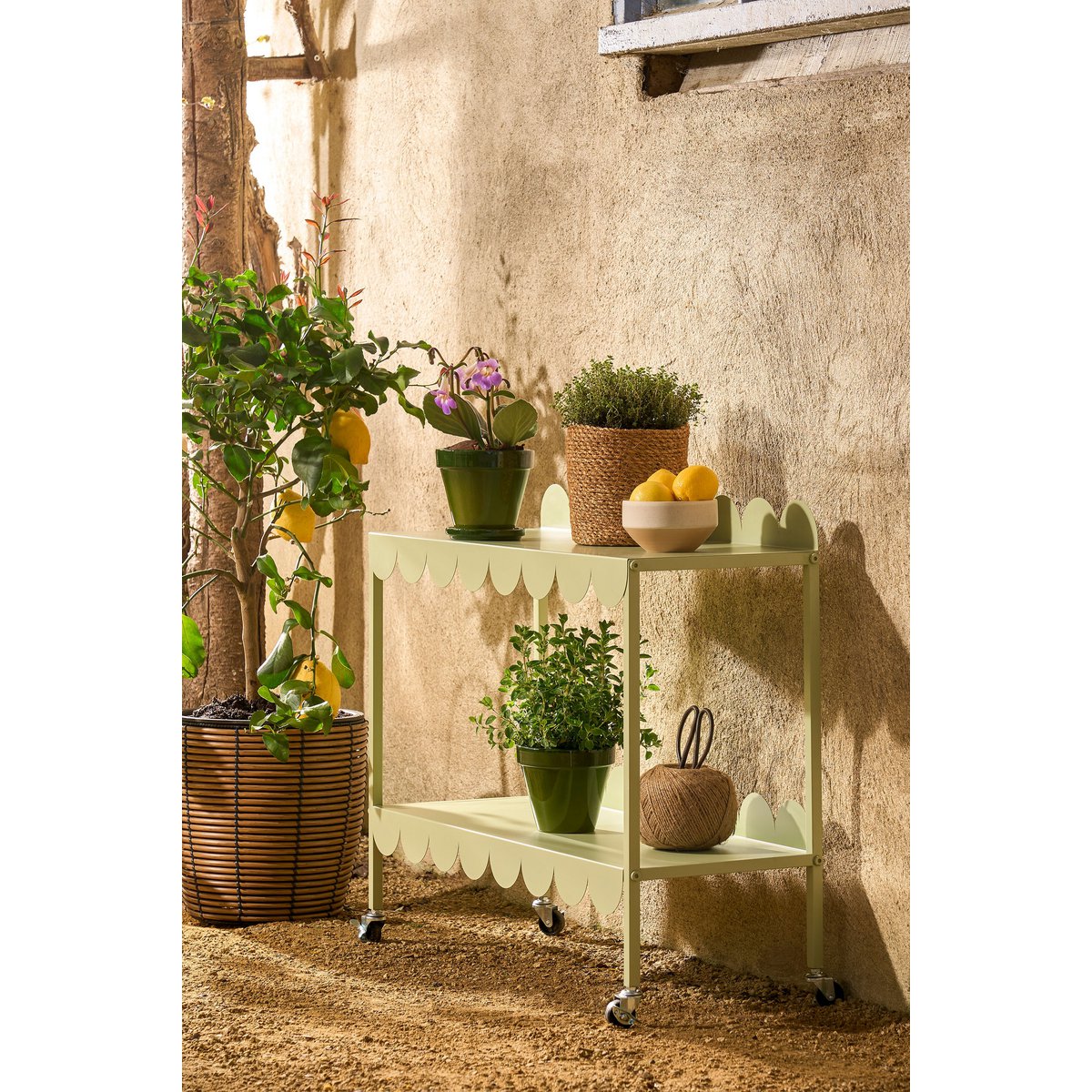 Steffano Plantentafel op Wielen - Metaal - Lichtgroen - PastelShop